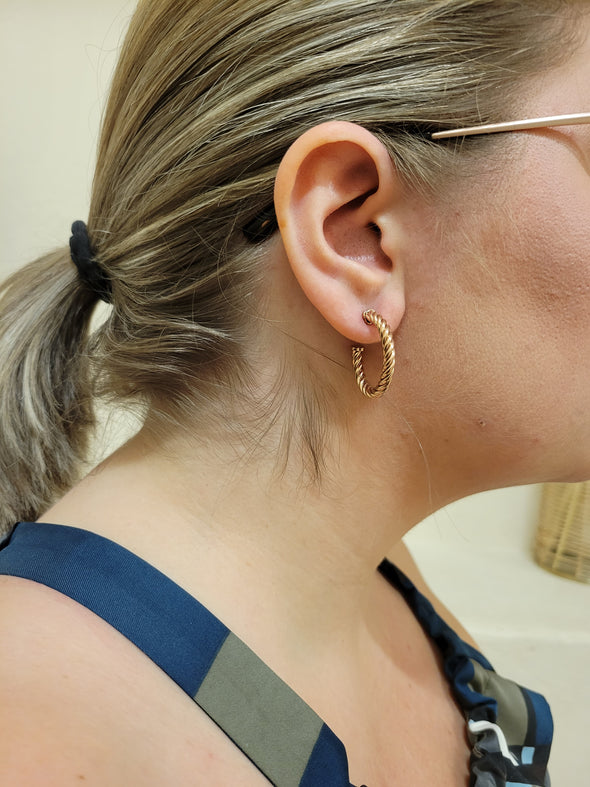 C-Shaped Rope Hoop Earrings