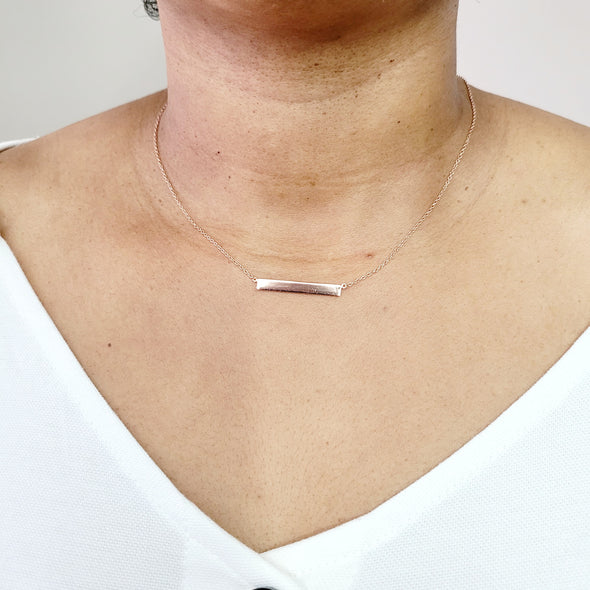 Sterling Silver Bar Necklace in Rose Gold