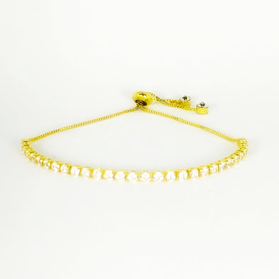 Slider Tennis Bracelet with Swarovski Crystals in Gold