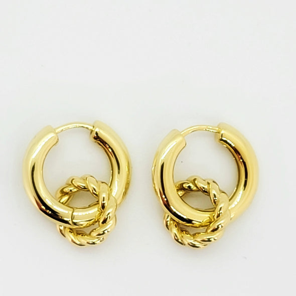 Interlocking  Hoop Charm Earrings