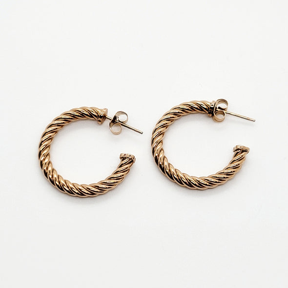 C-Shaped Rope Hoop Earrings