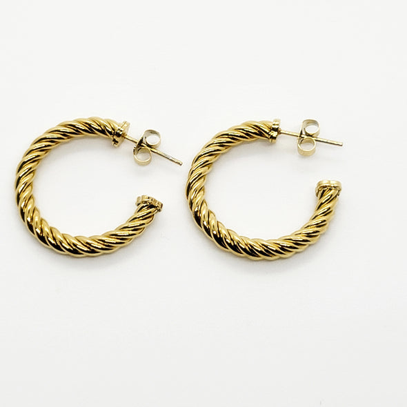 C-Shaped Rope Hoop Earrings