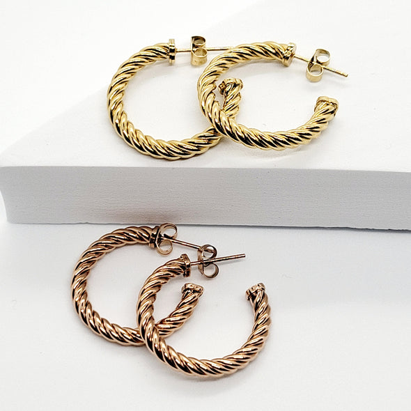 C-Shaped Rope Hoop Earrings