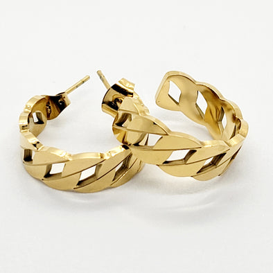 Curb Link Open Hoop Earrings