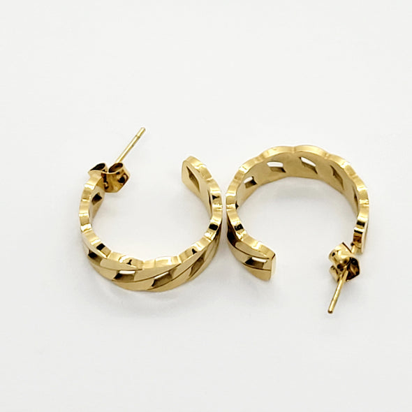 Curb Link Open Hoop Earrings