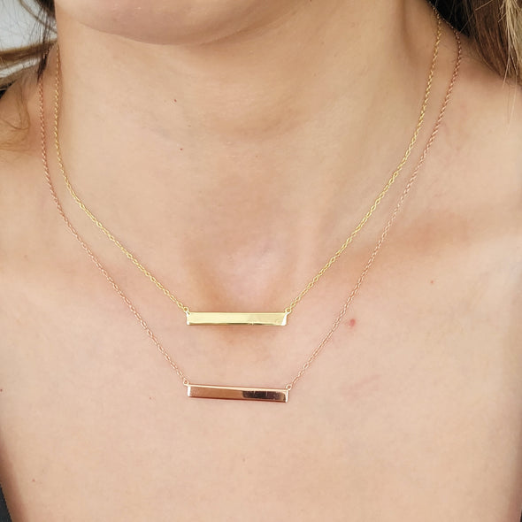 Sterling Silver Bar Necklace in Rose Gold