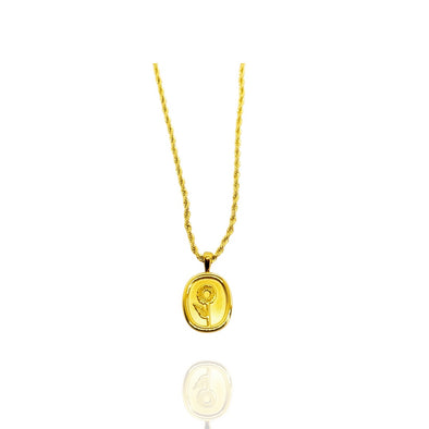 Sunflower Oval Coin Pendant Necklace
