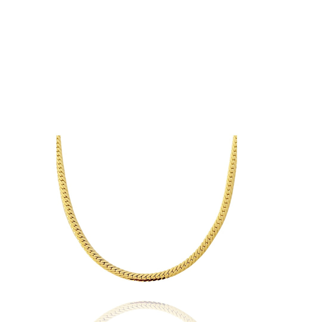 Salve 'Ophelia' Anti-Tarnish Stacking Flat Snake Chain Gold Necklace